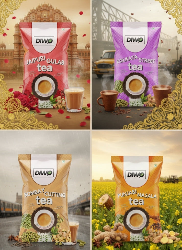 4 Flavours Assorted Tea Trial Pack- Makes 100 Cups