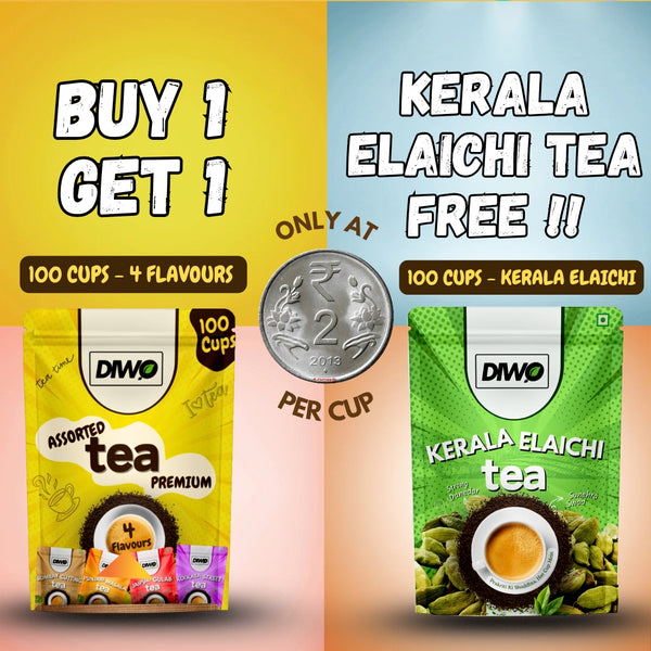 Buy 4 Flavours Assorted Tea Trial Pack & Get 1 Kerala Elaichi Tea FREE !!